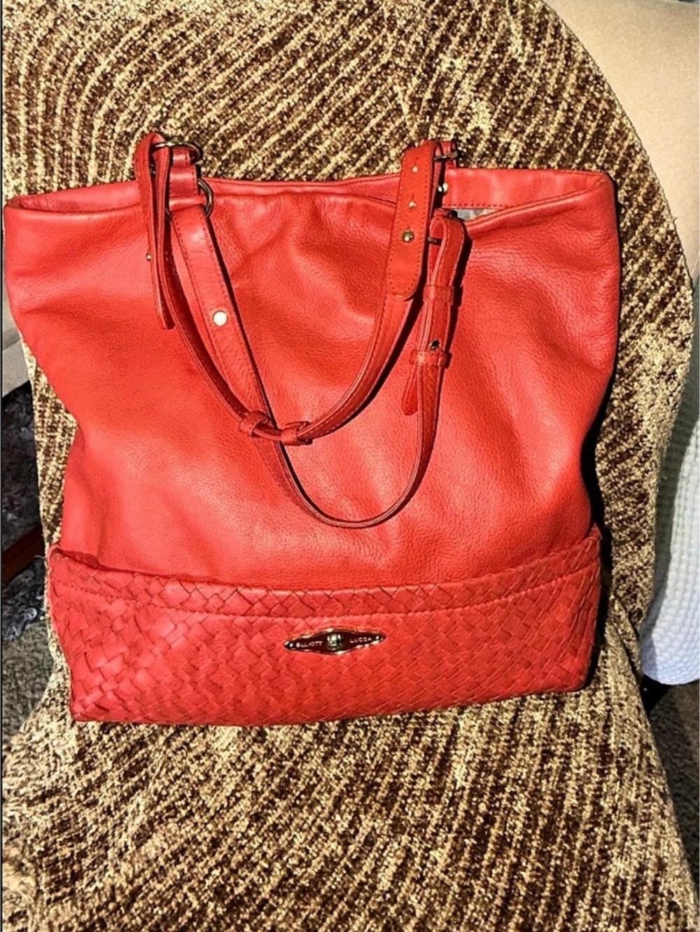Elliott Lucca "Cartagena" leather tote bag in cayenne/lipstick red